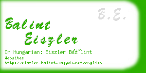 balint eiszler business card